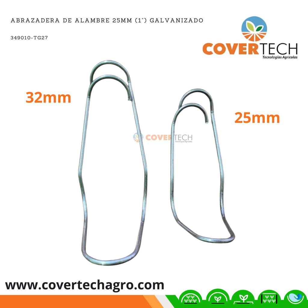 [349010-TG27] Abrazadera de alambre galvanizado para tubo de 1 a ½ pulgada