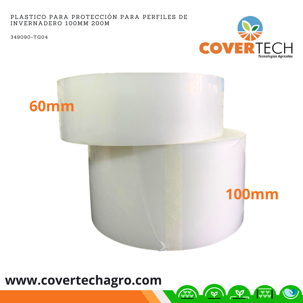 Plastico para protección para perfiles de invernadero 100mm 200m