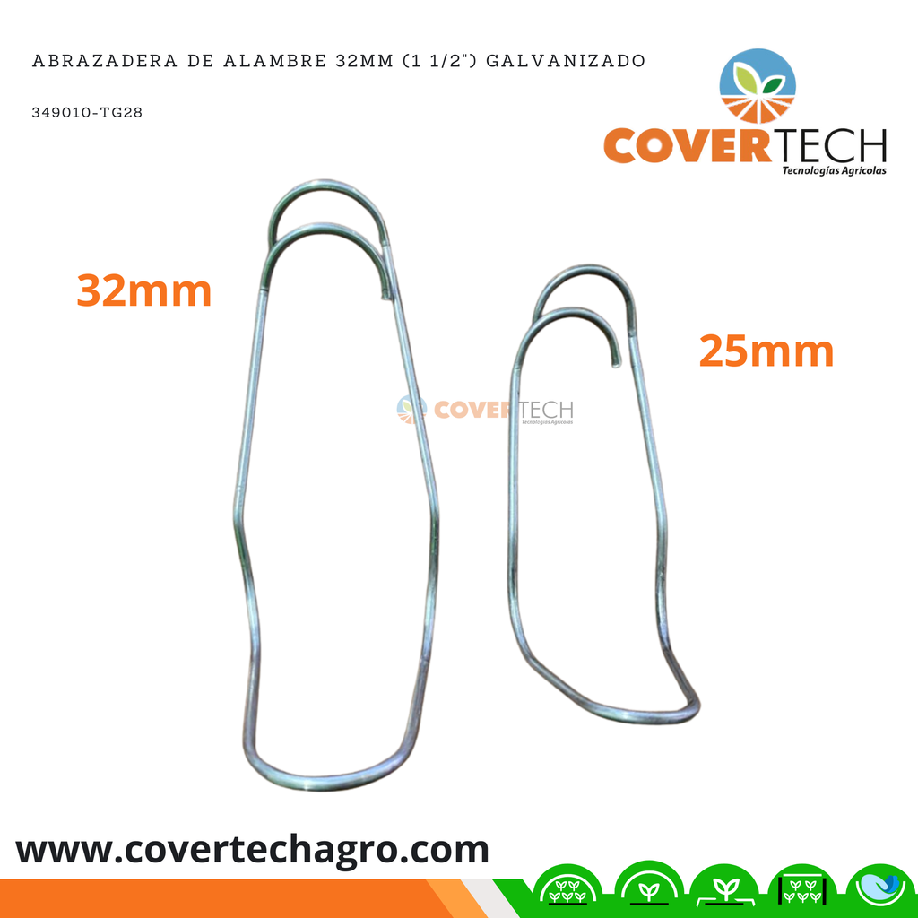 [349010-TG28] Abrazadera de alambre galvanizado para tubo de 1 a 1 pulgada