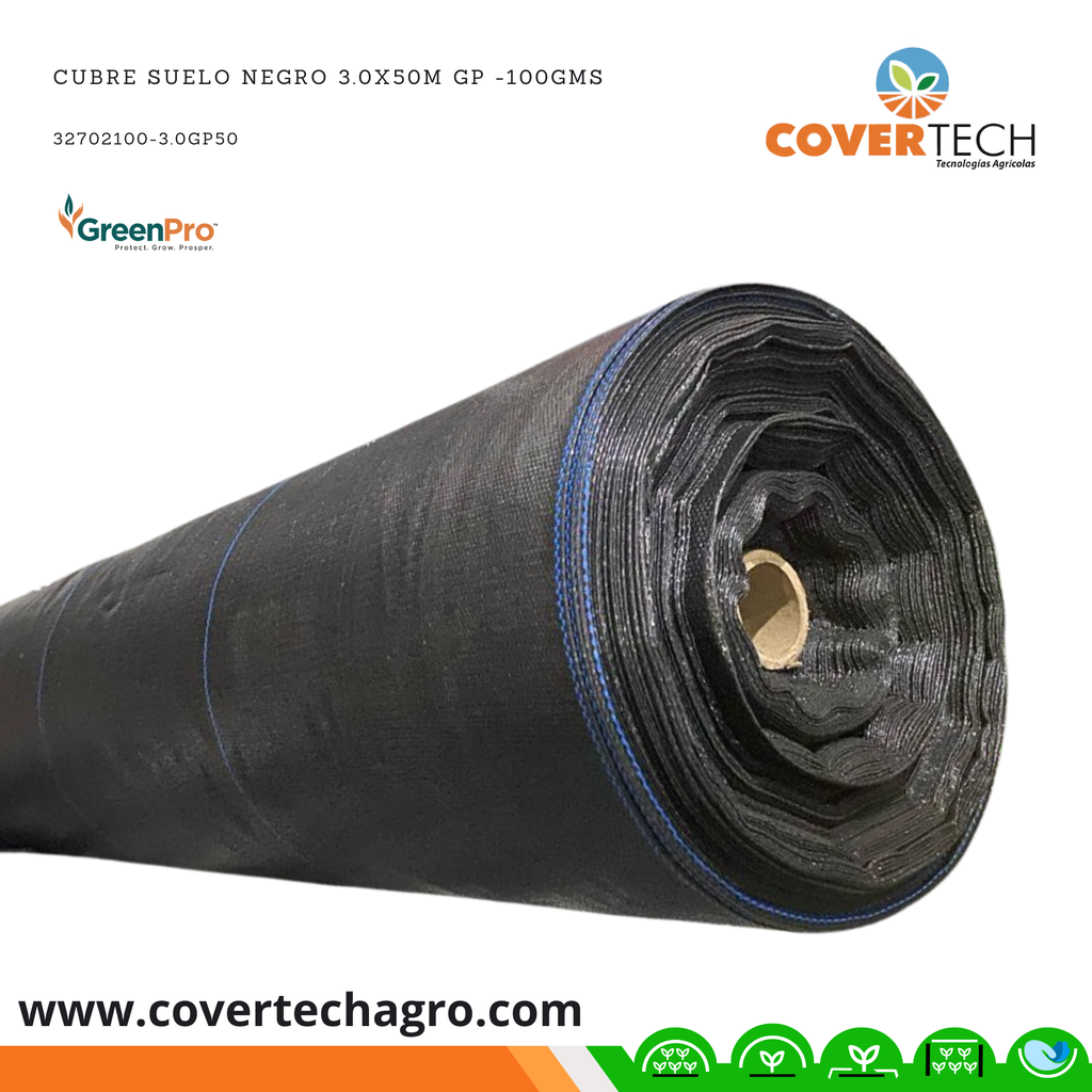 [32702100-3.0GP50] Cubre Suelo Negro 3.0x50m GP -100gms