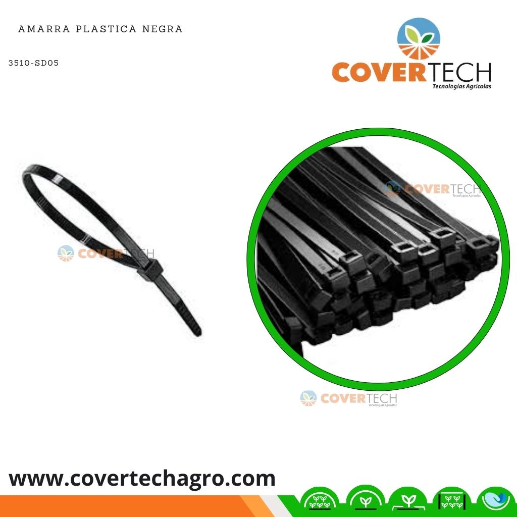 [3510-SD05LOTE] Amarra plastica negra 18¨ (4+a, marchamo de seguridad (100 unidades)