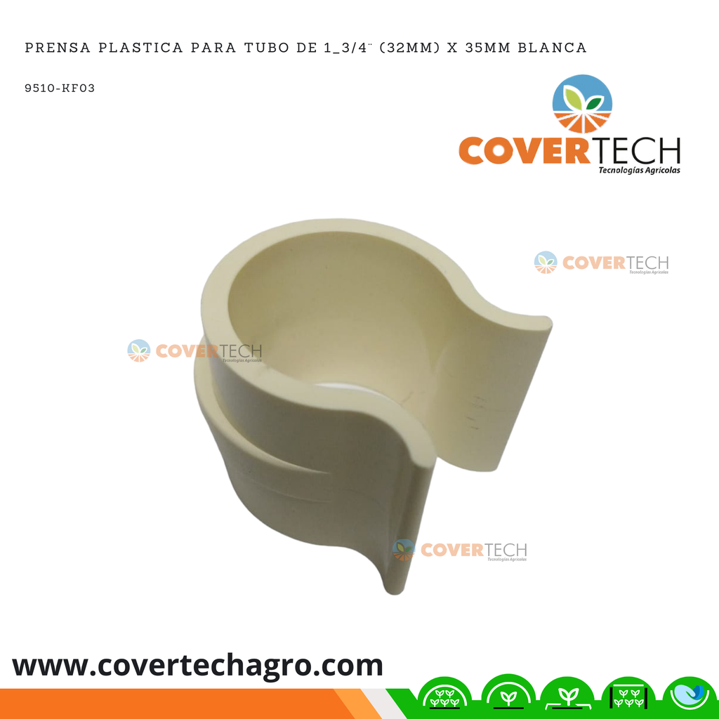 Prensa plastica para tubo de 1_3/4¨ (32mm) x 35mm Blanca