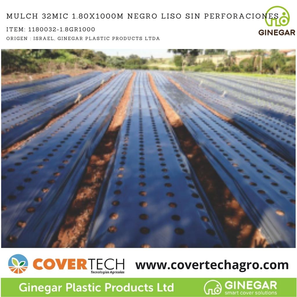  Acolchado Mulch 32MIC 1.80x1000m Negro Liso