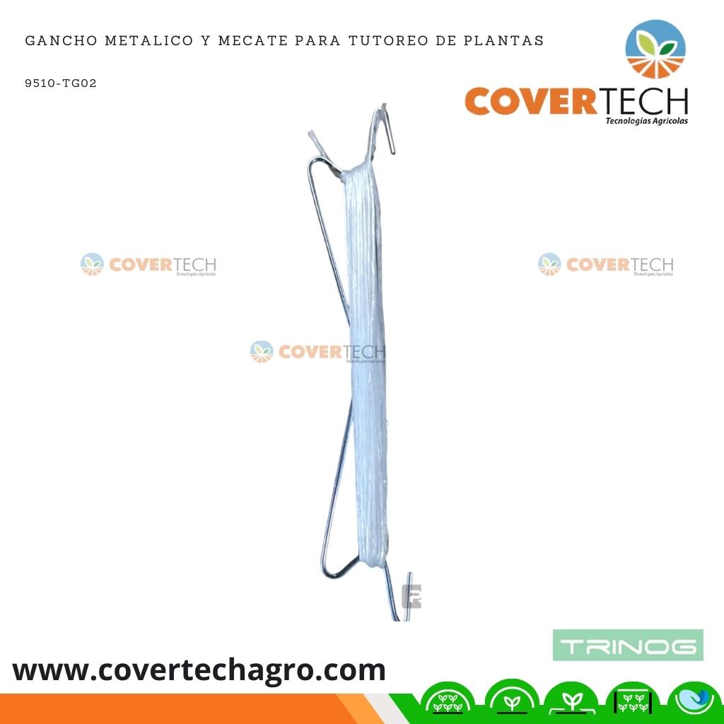 Gancho metalico con mecate para tutoreo de plantas