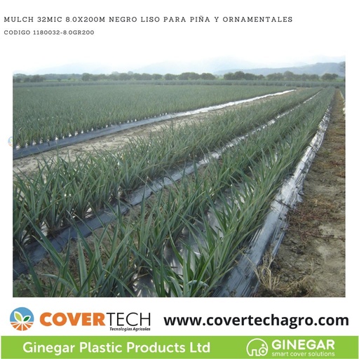 [1180032-8.0GR200]  Acolchado Mulch 32MIC 8.0x200m Negro/Negro Liso