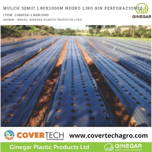 [1180032-1.8GR1000]  Acolchado Mulch 32MIC 1.80x1000m Negro Liso