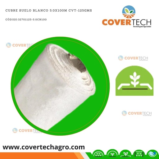 [32701125-5.0CN100]  Cubre Suelo Blanco 5.0x100m CVT-125gms