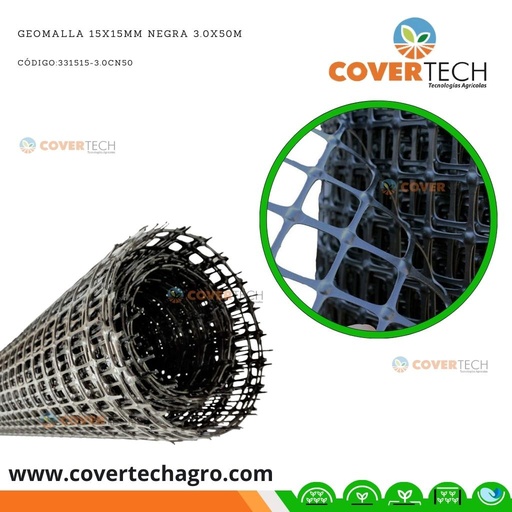 [331515-3.0CN50]  Geomalla 15x15mm Negra 3.0x50m