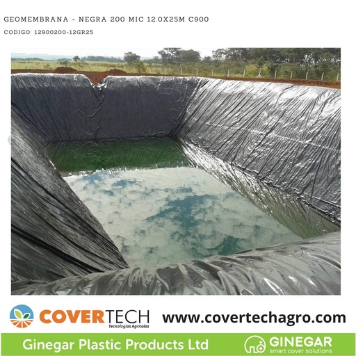 [12900200-12GR25]  Geomembrana - Negra 200Mic (8milesimas) 12x25m C900