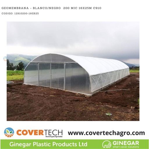 [12910200-16GR25]  Geomembrana - Blanco/Negro  200Mic (8milesimas) 16x25m C910