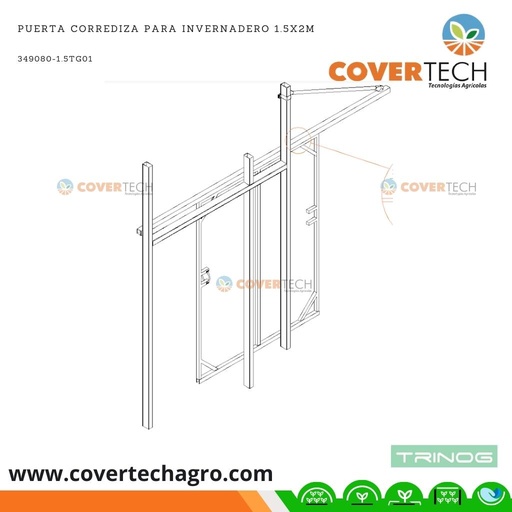 [349080-1.5TG01] Puerta corrediza para invernadero 1.5x2m (Unidad)