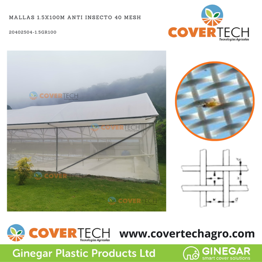 [20402504-1.5GR100]  Mallas 1.5x100m Anti Insecto 40 Mesh