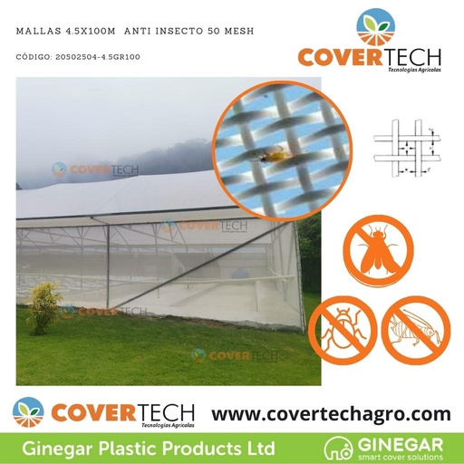 [20502504-4.5GR100]  Mallas 4.5x100m  Anti Insecto 50 Mesh