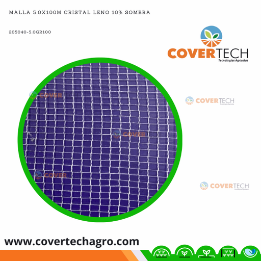 [205040-5.0GR100]  Malla 5.0x100m Cristal Leno 10% Sombra