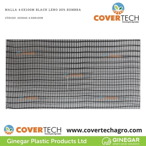 [203640-4.0GR100N]  Malla 4.0x100m Black Leno 20% Sombra