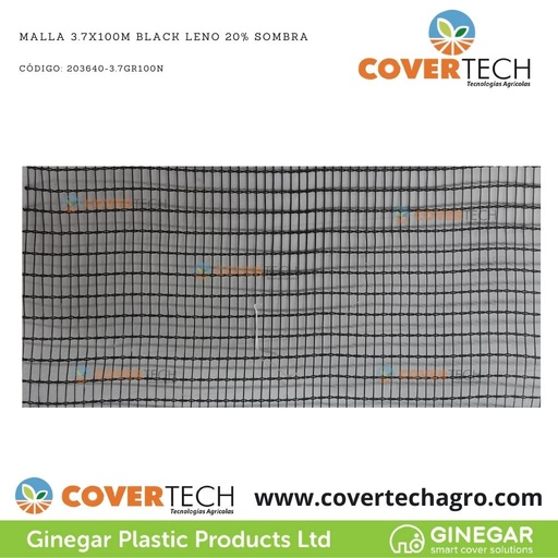 [203640-3.7GR100N]  Malla 3.7x100m Black Leno 20% Sombra
