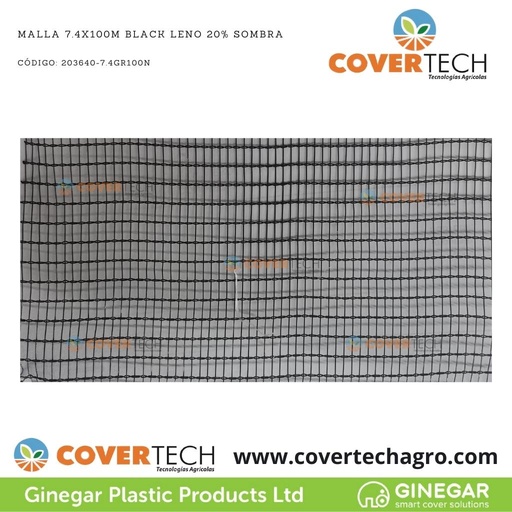 [203640-7.4GR100N]  Malla 7.4x100m Black Leno 20% Sombra