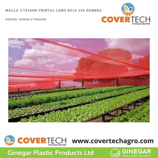 [203640-3.7GR100R]  Malla 3.7x100m Cristal Leno Roja 14% Sombra