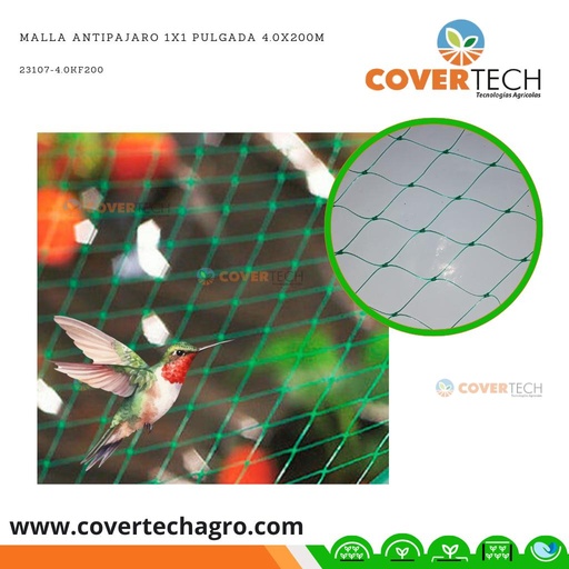 [23107-4.0KF200]  Malla Antipajaro 1x1 pulgada 4.0x200m