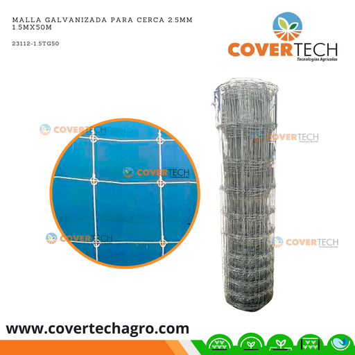 [23112-1.5TG50]  Malla galvanizada para cerca 2.5mm 1.5mx50m