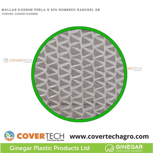 [219450-8.0GR80]  Mallas 8.0x80m Perla S 50% Sombreo Raschel GR