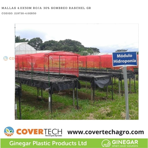 [219730-4.0GR50]  Mallas 4.0x50m Roja 30% Sombreo Raschel GR