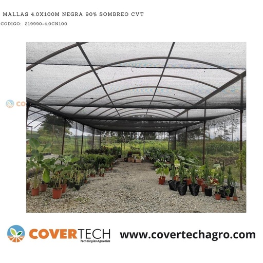 [219990-4.0CN100]  Mallas 4.0x100m Negra 90% Sombreo CVT