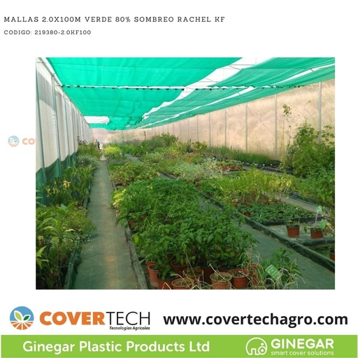 [219380-2.0KF100] Mallas 2.0x100m Verde Oscuro 80% Sombreo Rachel KF