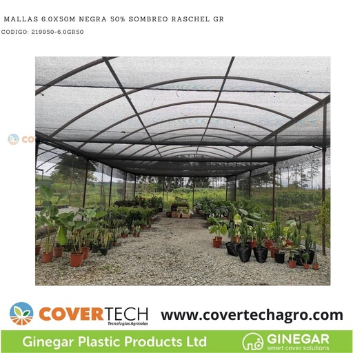 [219950-6.0GR50] Mallas 6.0x50m Negra 50% Sombreo Raschel GR (3+3)