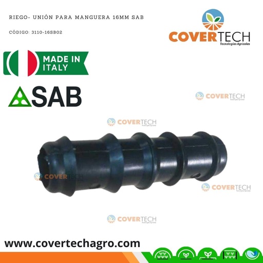 [3110-16SB02] Riego- Union para poliducto 16mm (3/8") SAB Italia