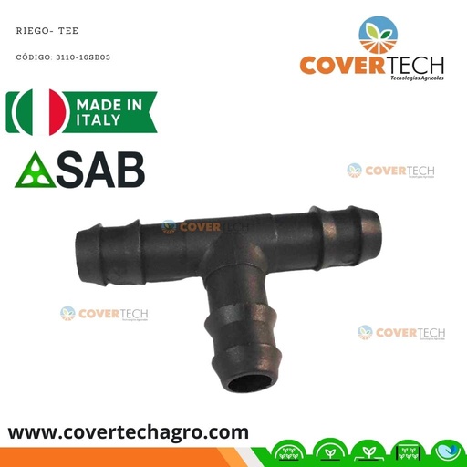 [3110-16SB03] Riego- Tee poliducto 16mm (3/8") SAB Italia