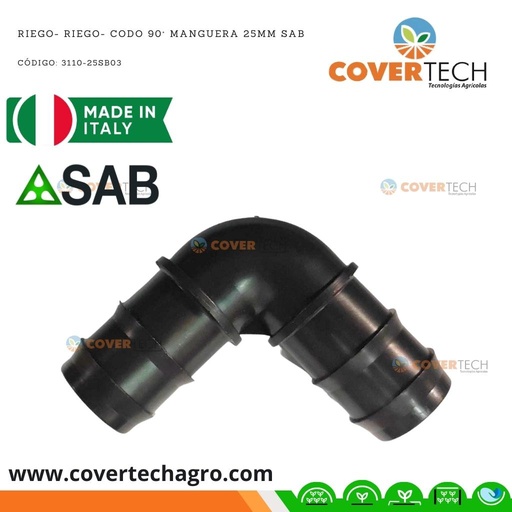 [3110-25SB03] Riego- Codo 90° Poliducto 25mm SAB Italia