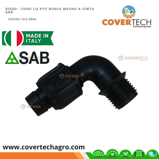 [3115-SB09]  Riego - Codo 1/2 PVC rosca macho a cinta SAB Italia