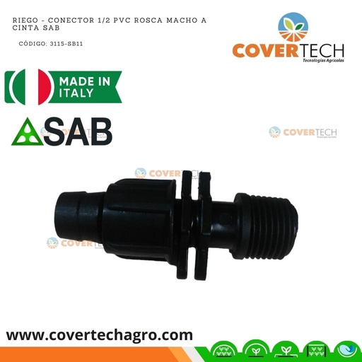 [3115-SB11]  Riego - Conector PVC 1/2" rosca macho a cinta SAB Italia