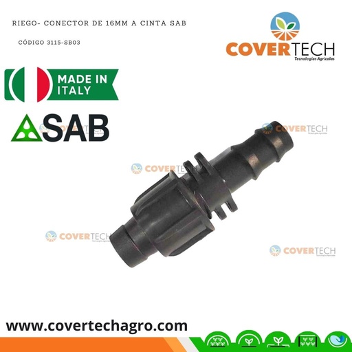 [3115-SB03]  Riego- Conector de 16mm (3/8") a Cinta SAB Italia