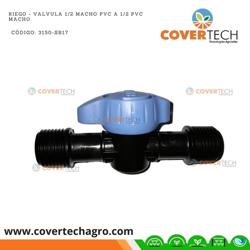 [3150-SB17]  Riego - Valvula PVC 1/2" macho a PVC 1/2" macho SAB Italia