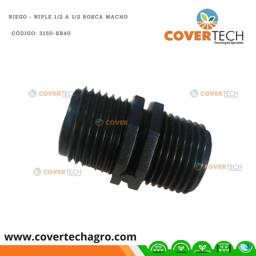 [3150-SB40]  Riego - Niple PVC 1/2" a PVC 1/2" rosca macho SAB Italia