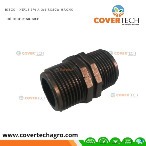 [3150-SB41]  Riego - Niple PVC 3/4" a 3/4" rosca macho SAB Italia