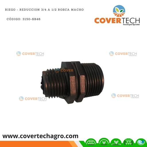 [3150-SB46]  Riego - Reduccion PVC 3/4" a 1/2" rosca macho SAB Italia