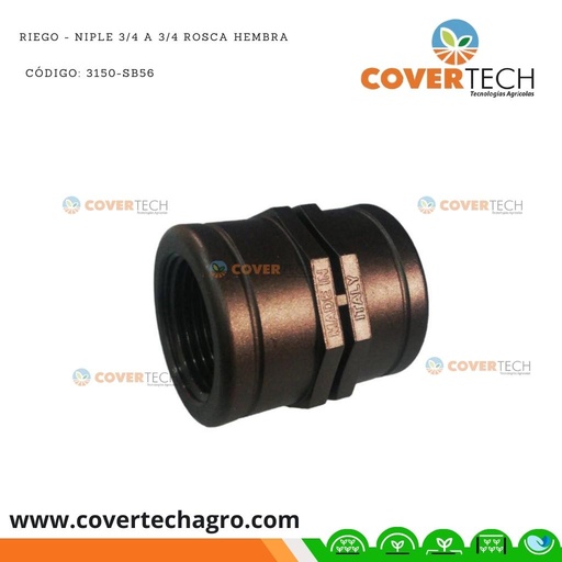 [3150-SB56]  Riego - Niple PVC 3/4" a 3/4" rosca hembra SAB Italia