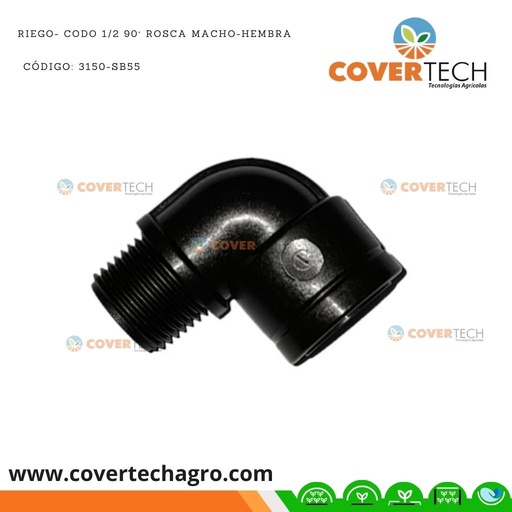 [3150-SB55]  Riego- Codo PVC 1/2" rosca macho-hembra SAB Italia
