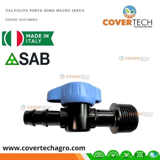 [3110-16SB15]  Riego - Valvula PVC 3/4" a poliducto 16mm (3/8") SAB Italia