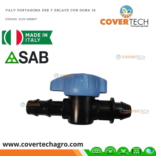 [3110-16SB07]  Riego - Valvula inserto poliducto a poliducto de 16mm (3/8") SAB Italia