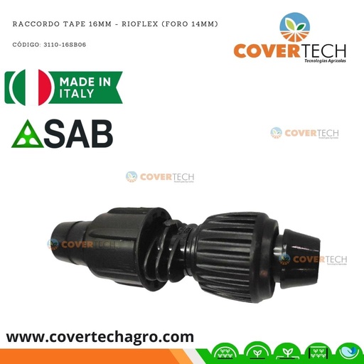 [3110-16SB06]  Riego - Conector de 16mm Rio Flex a Cinta SAB Italia