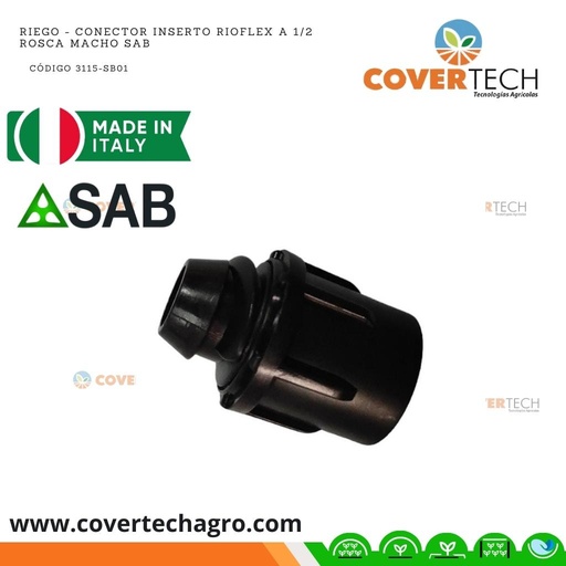 [3115-SB01]  Riego - Conector inserto RioFlex a 1/2 rosca macho SAB Italia