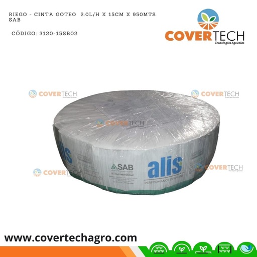 [3120-15SB02] Riego - Cinta goteo  2.0l/h x 15cm x 950mts SAB Italia Alis