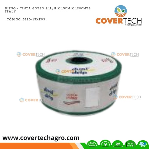 [3120-15KF03] Riego - Cinta goteo 2.1l/h x 15cm x 1200mts Italy de pastilla
