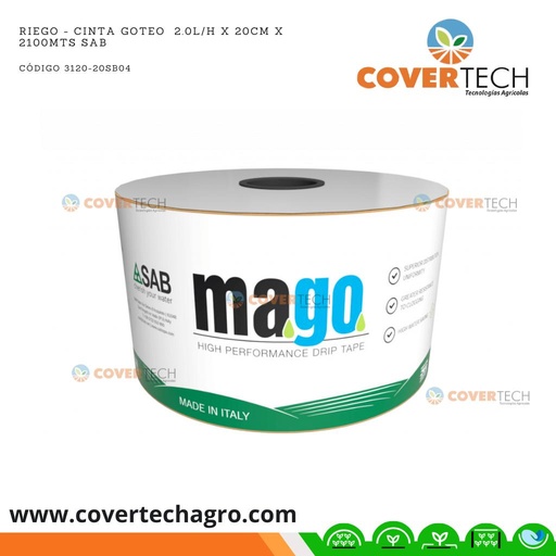 [3120-20SB04] Riego - Cinta goteo  2.0l/h x 20cm x 2100mts SAB Italia Alis