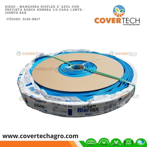 [3140-SB17]  Riego - Manguera RioFlex 2" Azul con prevista rosca hembra 1/2 cada 1.2mts - 100mts SAB Italia