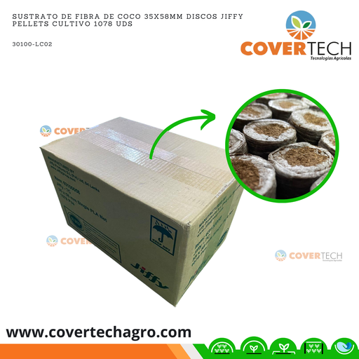 [30100-LC02] Sustrato de Fibra de Coco 35x58mm discos Jiffy Pellets cultivo 1078 uds
